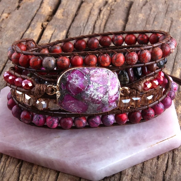 Handmade Natural Crystal Gemstone Wrap Bracelet Hippie Chic … - Picture 4 of 6
